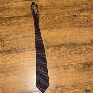 Blue and orange geometric neck tie